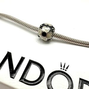 Pandora Sterling Silver White Enamel Daisy Bead Charm